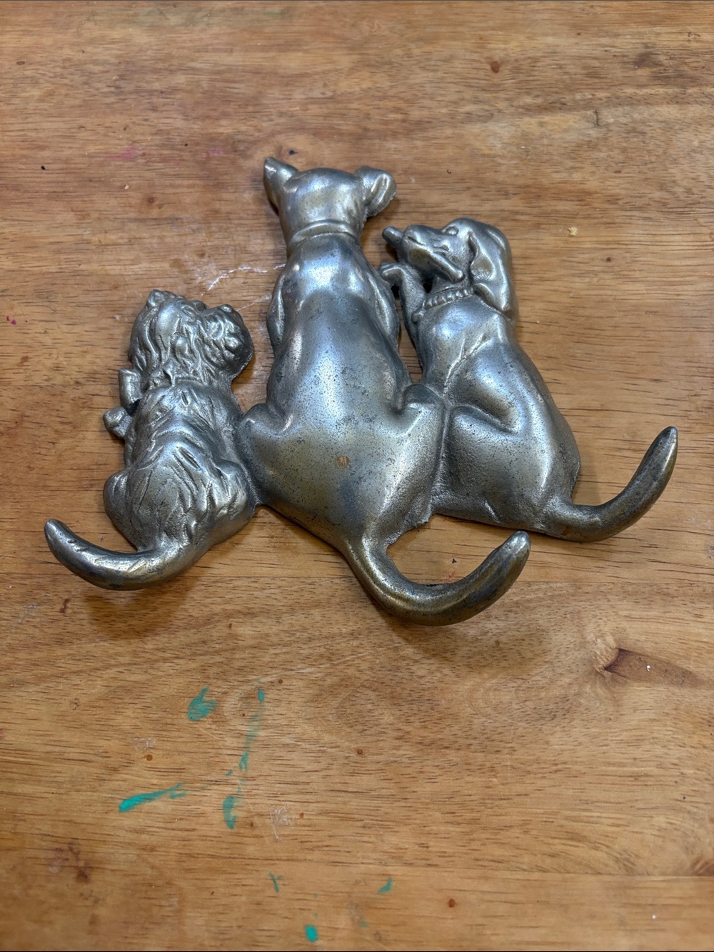 Vintage Silverstri Cast Aluminum Three Dog Key or Leash Holder